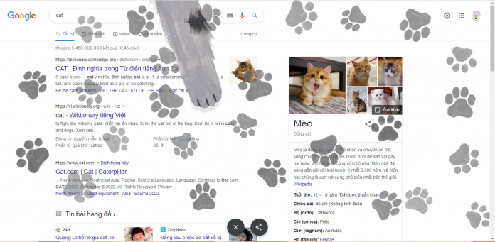 Hướng dẫn nghịch chân mèo trên Chrome, để lại dấu chân sau mỗi lần click